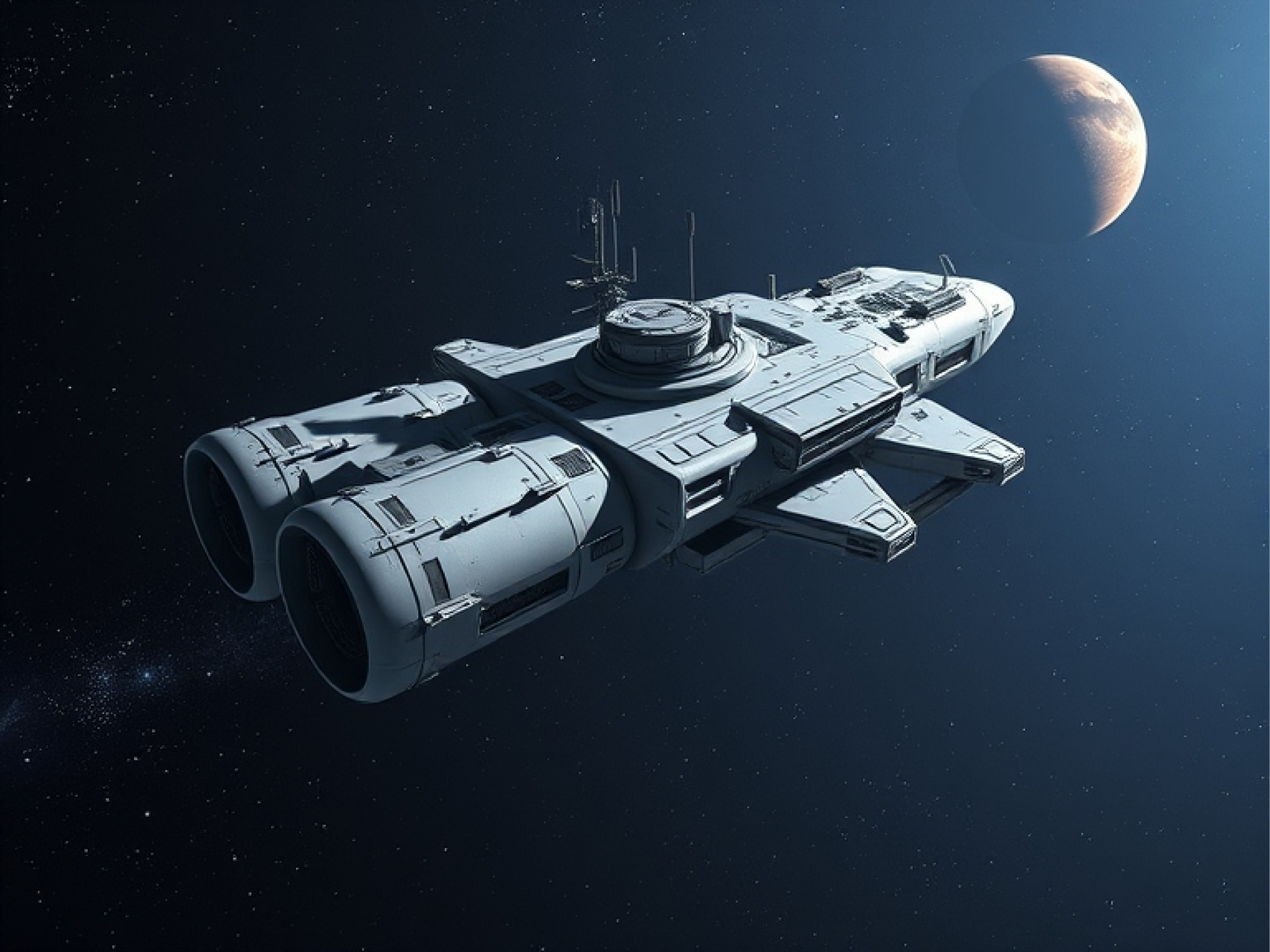Ruimteschip onderweg naar Mars